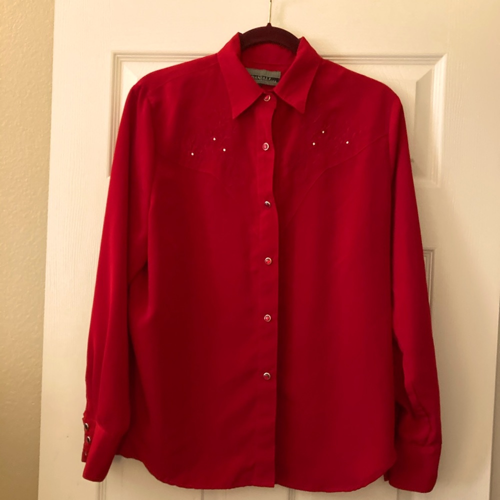 Western Style Blouse with Embroidered Accents by Daniali